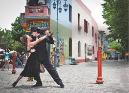 Couple dancing tango Caminito