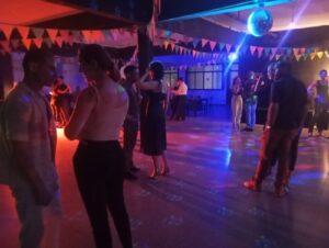 Woman and man conversating milonga tango